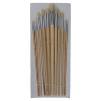 12pc Artist Craft Brushes Round Head Wooden Handles Paint Brushes TE582