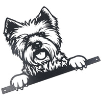 Black Metal Peeking West Highland Terrier Silhouette Fixing Plate Garden Decor