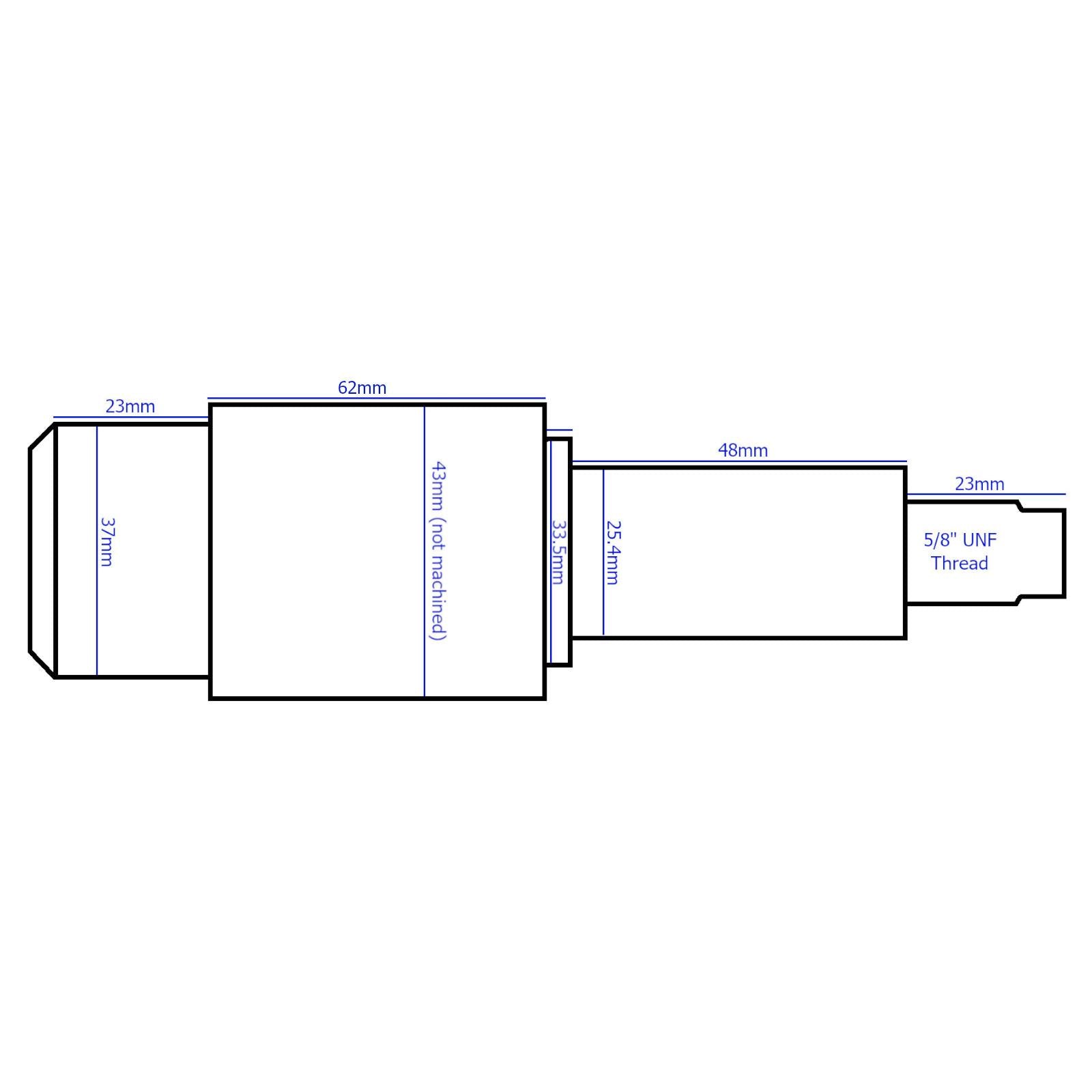 Trailer Extended Stub Axle for 1in Shaft for Taper Bearing Hubs HD Weld On