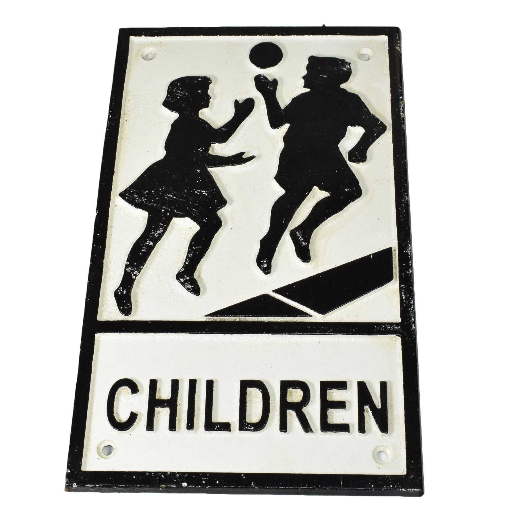 "Children" Playing Cast Iron Sign Plaque Door Wall House Fence Gate Post