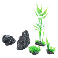 5pc Small Natural Look Aquatic Aquarium Fish Tank Deco Nano Scrape Bamboo