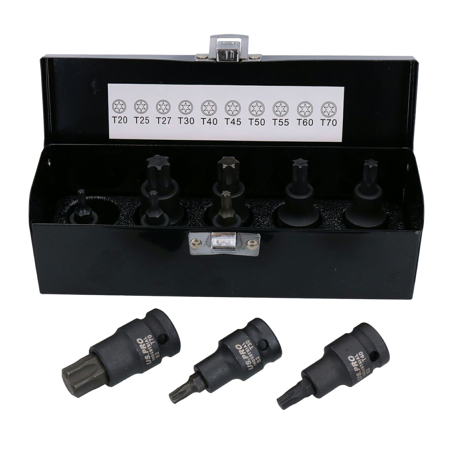 Lot de 10 douilles mâles courtes et peu profondes à impact Torx Star Drive 1/2" T20 – T70