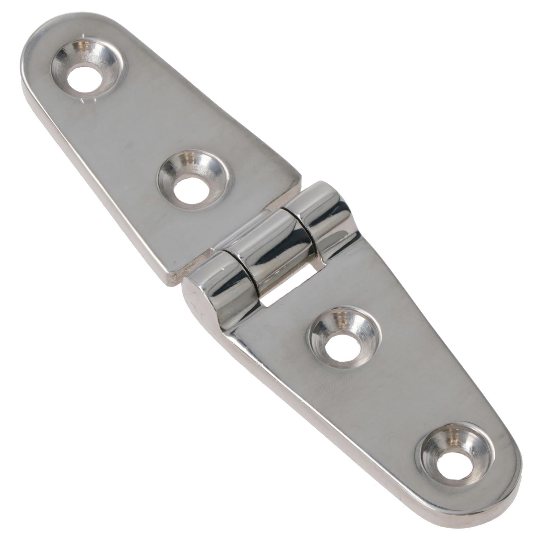 Polished Door Strap Hinge Stainless Steel 27mm x 103mm 316 Marine Cabin