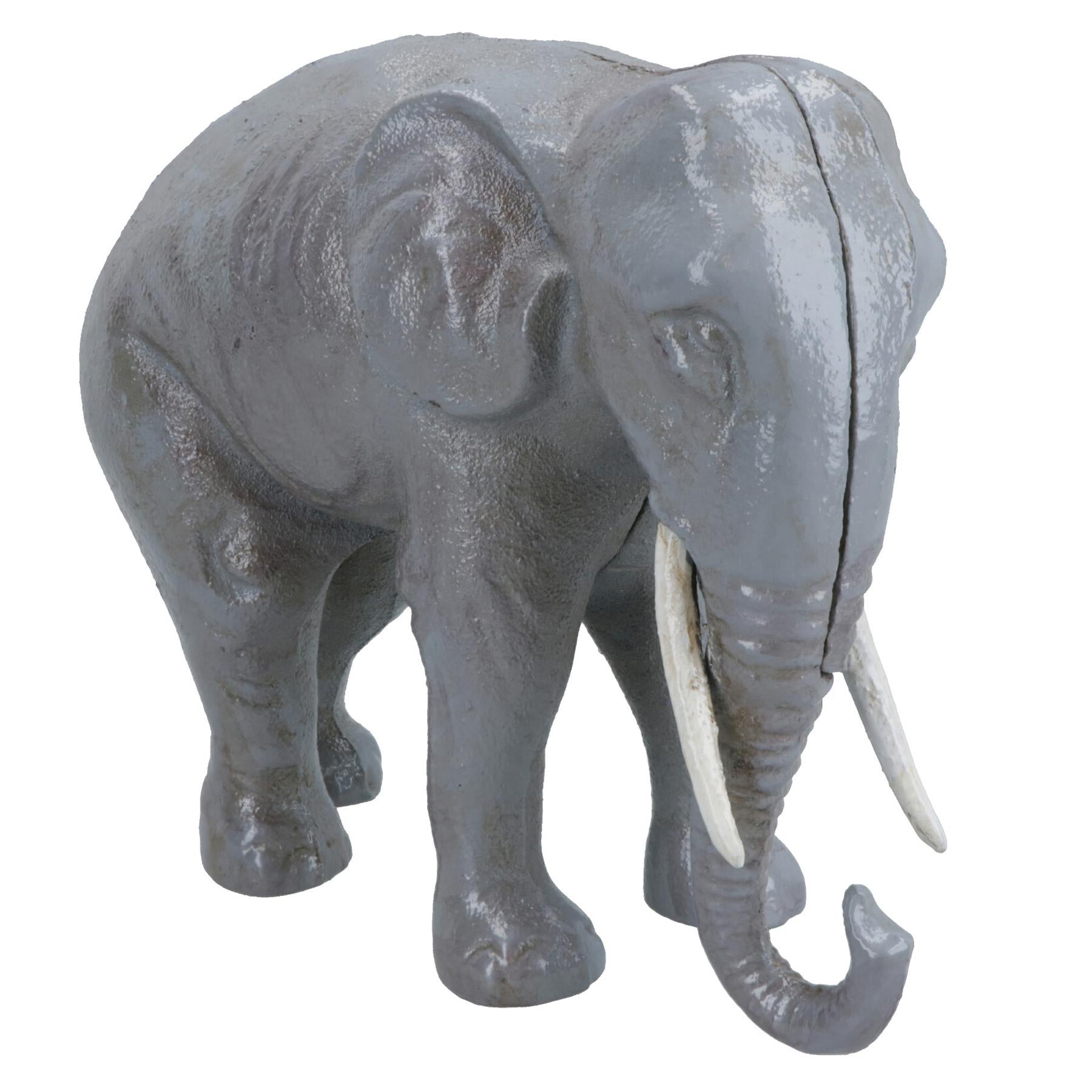Elephant Money Bank Box Cast Iron Coin Cash Change Jar Animal Safari Africa