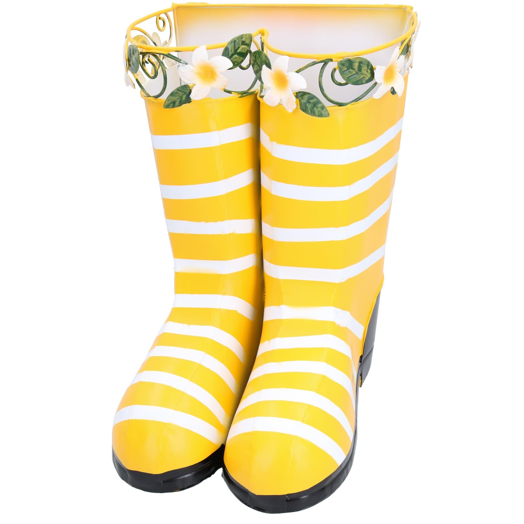 Yellow Hanging Pair of Wellies Metal Planter Garden Gift Ornament 20x24x30cm