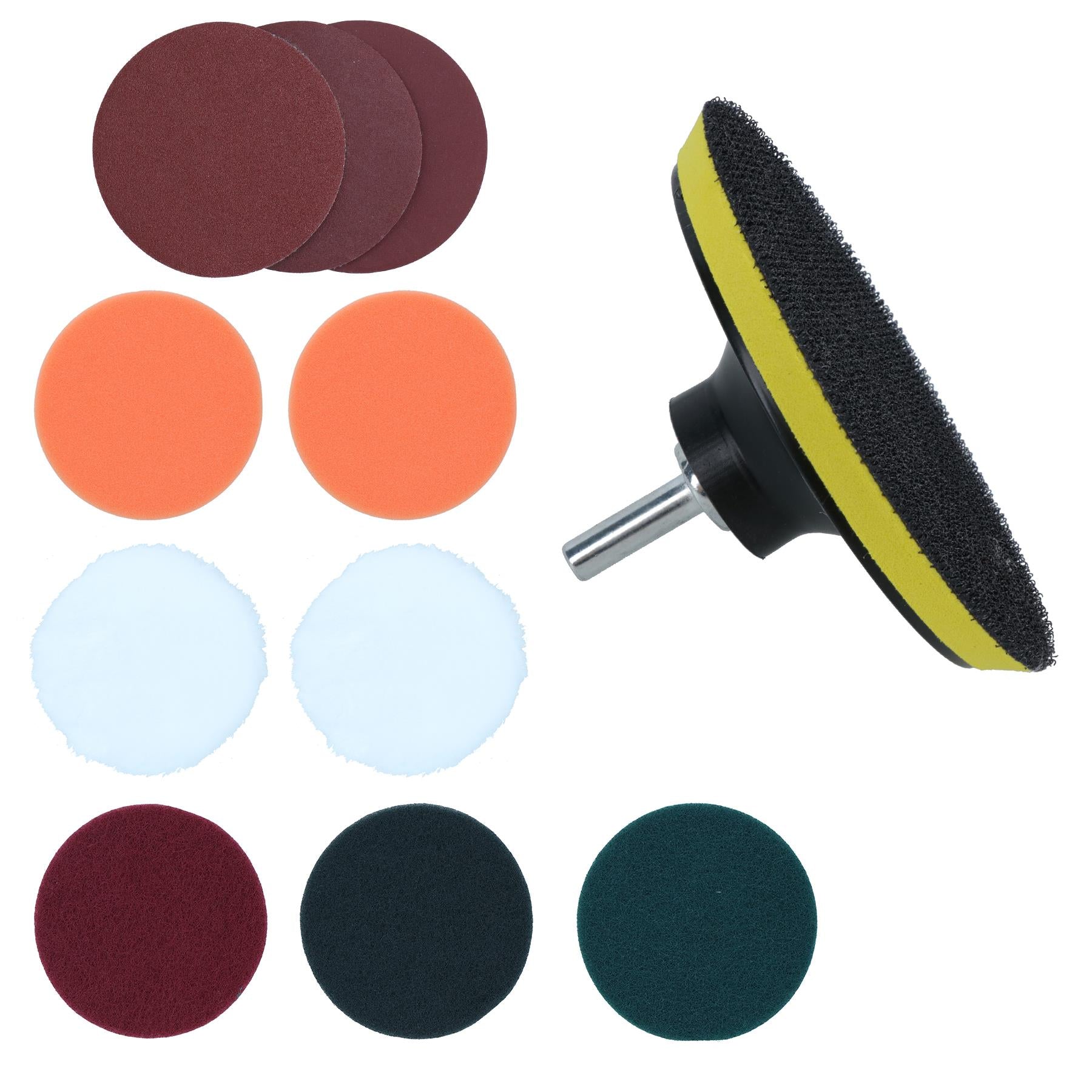 Sanding and Buffing Kit 115mm Pads Polisher M14 Drill Adapter Paint Metal 12pc