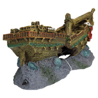 Aquatic Aquarium Shipwreck bubbler Fish Tank Ornament 26x12x13cm