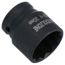30mm 1/2in. Drive Shallow Metric Impact Impacted Socket 12 Sided Bi-hex