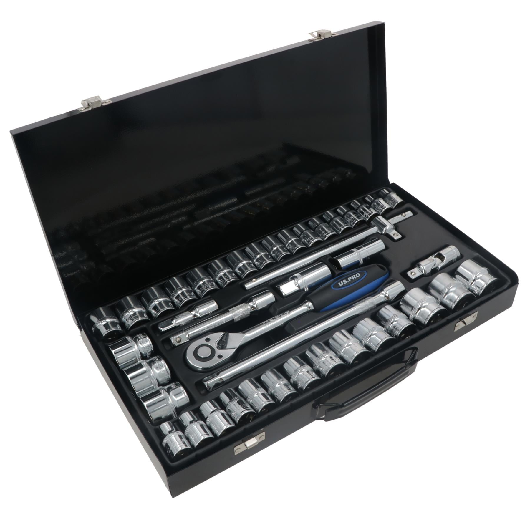 Jeu de douilles extensibles peu profondes AF SAE métriques MM et impériales 1/2" 42 pièces