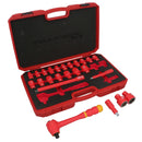 Kit de douilles et d'accessoires pour outils VDE isolés à entraînement 1/2" 24 pièces métriques homologuées GS