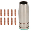 1 shroud & 10 x 0.6mm Contact Tips MIG Welding Binzel Style Euro Torch MB25