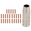 1 shroud & 25 x 0.6mm Round Contact Tips MIG Welding Binzel Style MB15 Torch