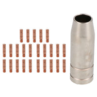1 shroud & 25 x 0.6mm Round Contact Tips MIG Welding Binzel Style MB15 Torch