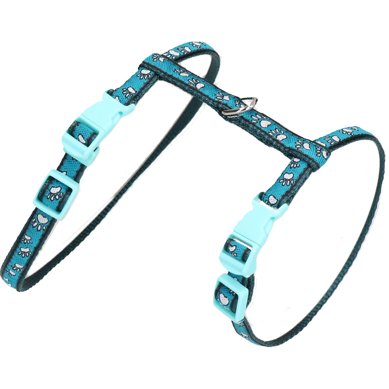 Turquoise Small Animal Paw Print Harness & Lead (Neck14-20/Chest18-28cm)