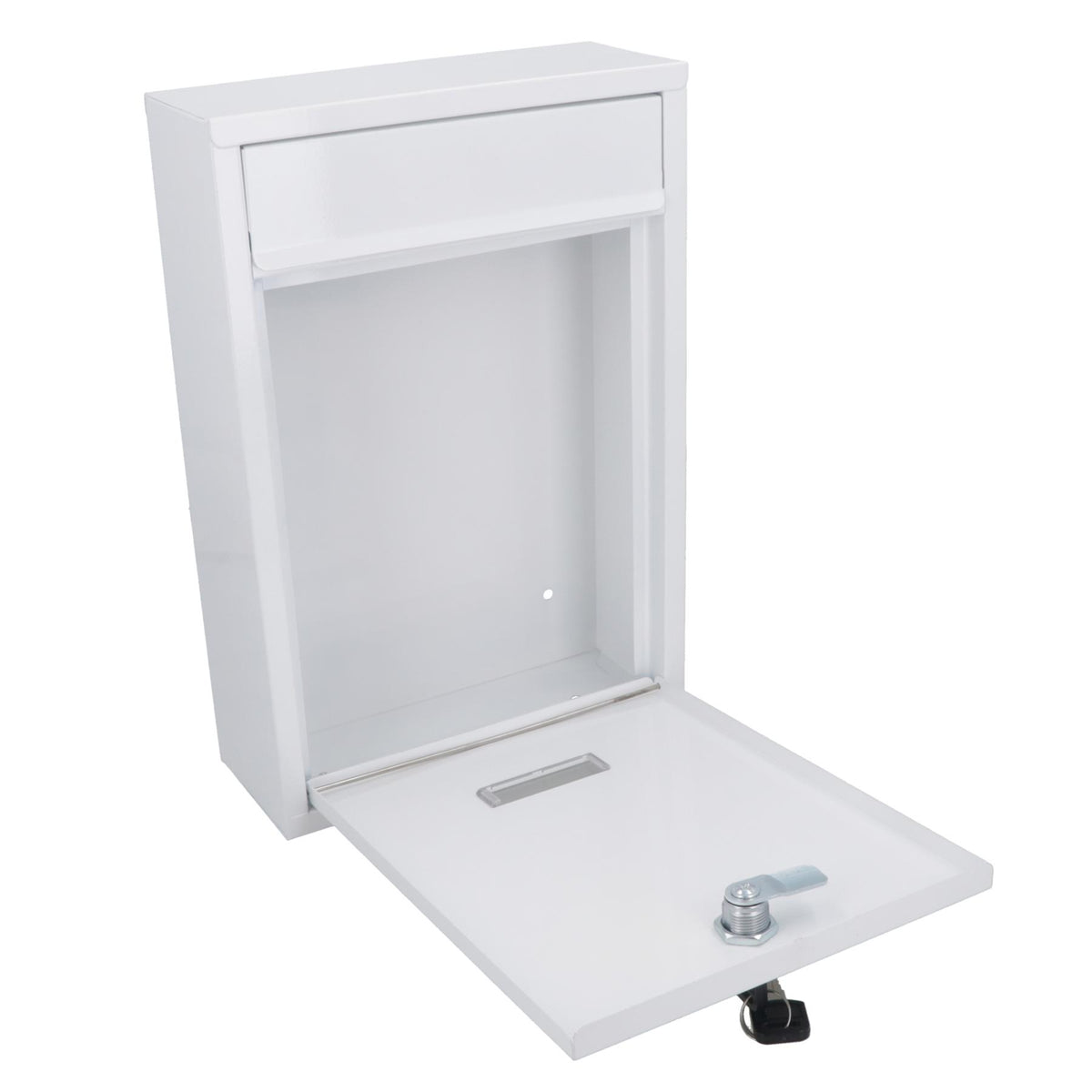 White Wall Mounted Lockable Metal Post Box Outdoor Letter Mail Box Keyed