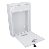 White Wall Mounted Lockable Metal Post Box Outdoor Letter Mail Box Keyed