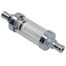 Inline Fuel Petrol Filter Glass + Chrome Universal for 10mm (3/8”) Hose