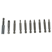 10pc 50mm Power Bit Screwdriver Bit Set Phillips Pozi Flat with Magnetic holder