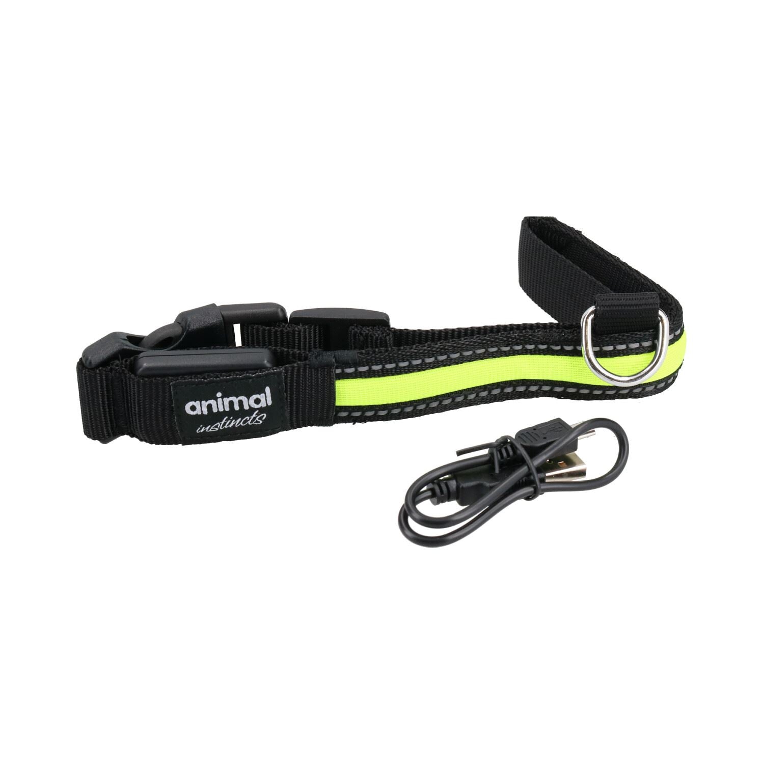 Yellow Small Dog Walking Hi-Visibility Rechargeable Flashing Safety Collar 35-40cm