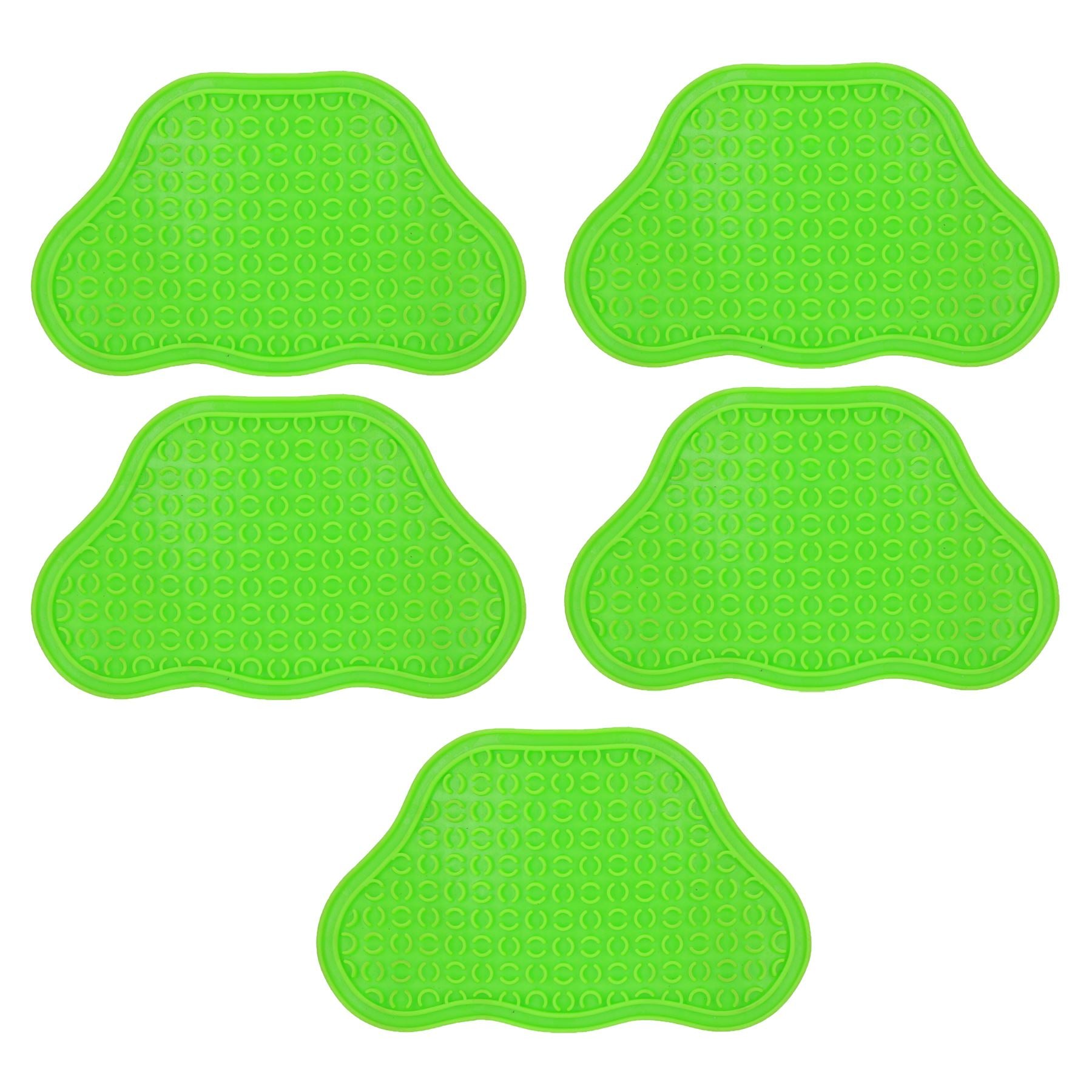 5PK Green Interactive Dog Slow Lick Mat With Suction Cups Food Accessories