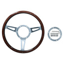 13" Traditional Classic Car Steering Wheel Riveted Woodrim 3 Spoke Centre 6 Hole