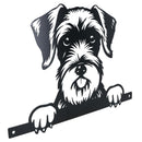 Black Metal Peeking Schnauzer Silhouette with Fixing Plate Garden Ornament Gift