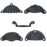 Furniture Door Pull Handle Cast Iron Cupboard Drawer Chest Shell Cup Clam