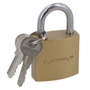 32mm Iron Padlock Security Lock Brass Finish with Hardened Steel Shackle