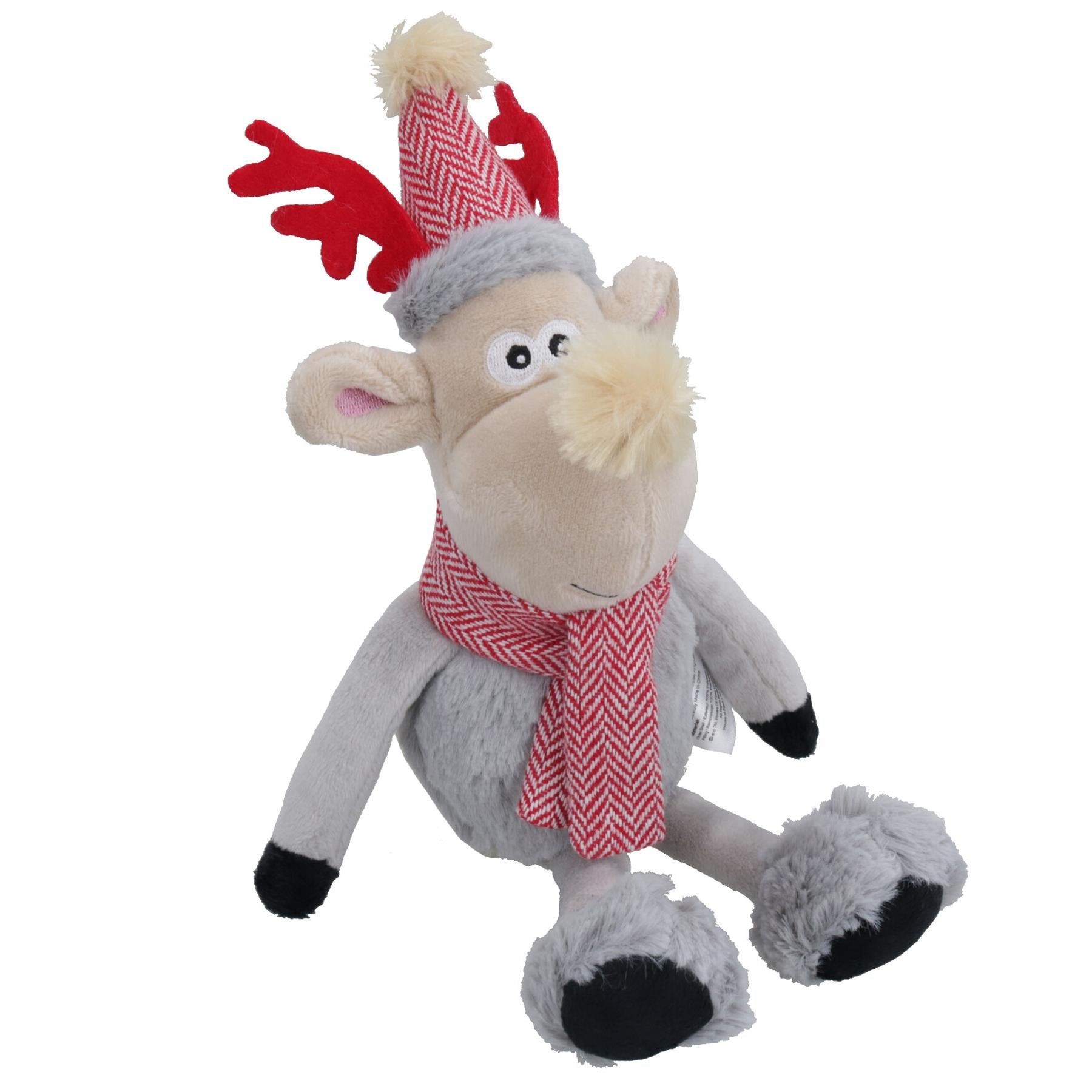 Dog Christmas Gift Squeaky Winter Red Rudolph Plush Play Toy Xmas Present