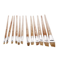 Lot de 12 pinceaux plats géants avec manche en bois pour peinture, modélisme et artisanat