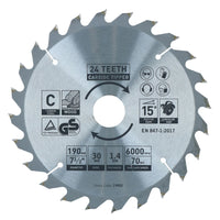 Circular Saw Blade 190mm x 30mm 20 24 40 teeth TCT Cutting Disc Wood 3pc