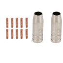 2 shroud & 10 x 0.8mm Round Contact Tips MIG Welding Binzel Style MB15 Torch