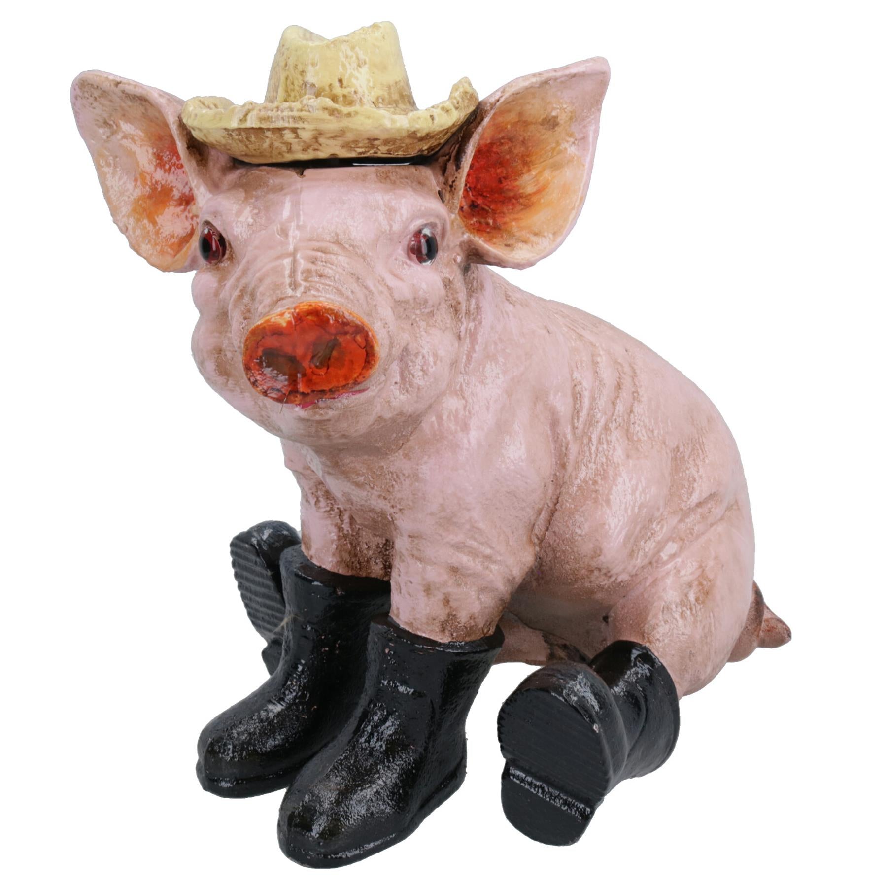 Statuette en fonte représentant un cochon avec des bottes, sculpture de collection, ornement