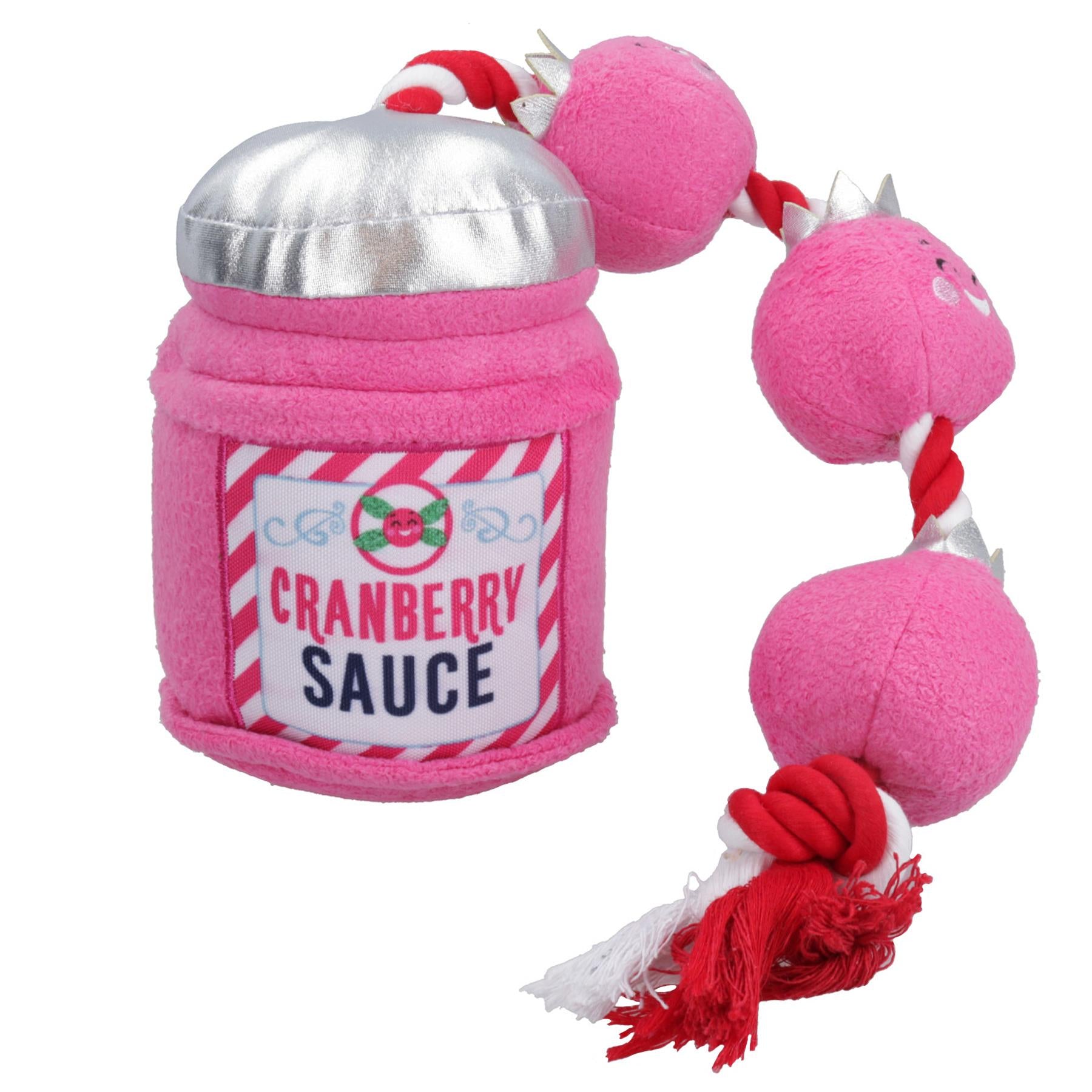 Dog Christmas Cranberry Sauce Rope Plush Toy  Squeaky Rope Play Xmas Gift