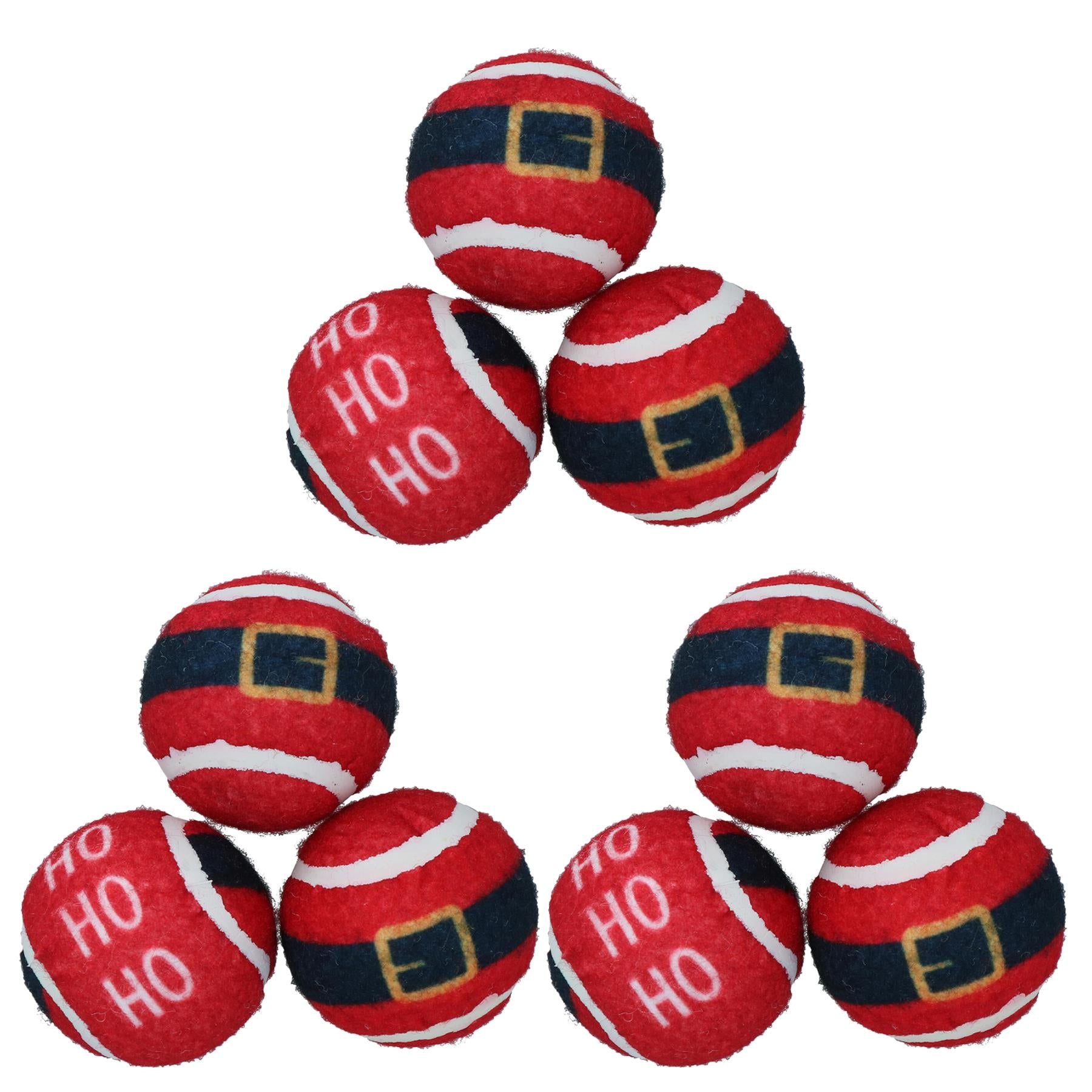 Lot de 9 balles de tennis à thème pour chien, cadeau de Noël festif rouge, cadeau de Noël fou