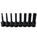 1/2" Drive Deep Impact Impacted male Torx Star Sockets T30 - T80 8pc Set