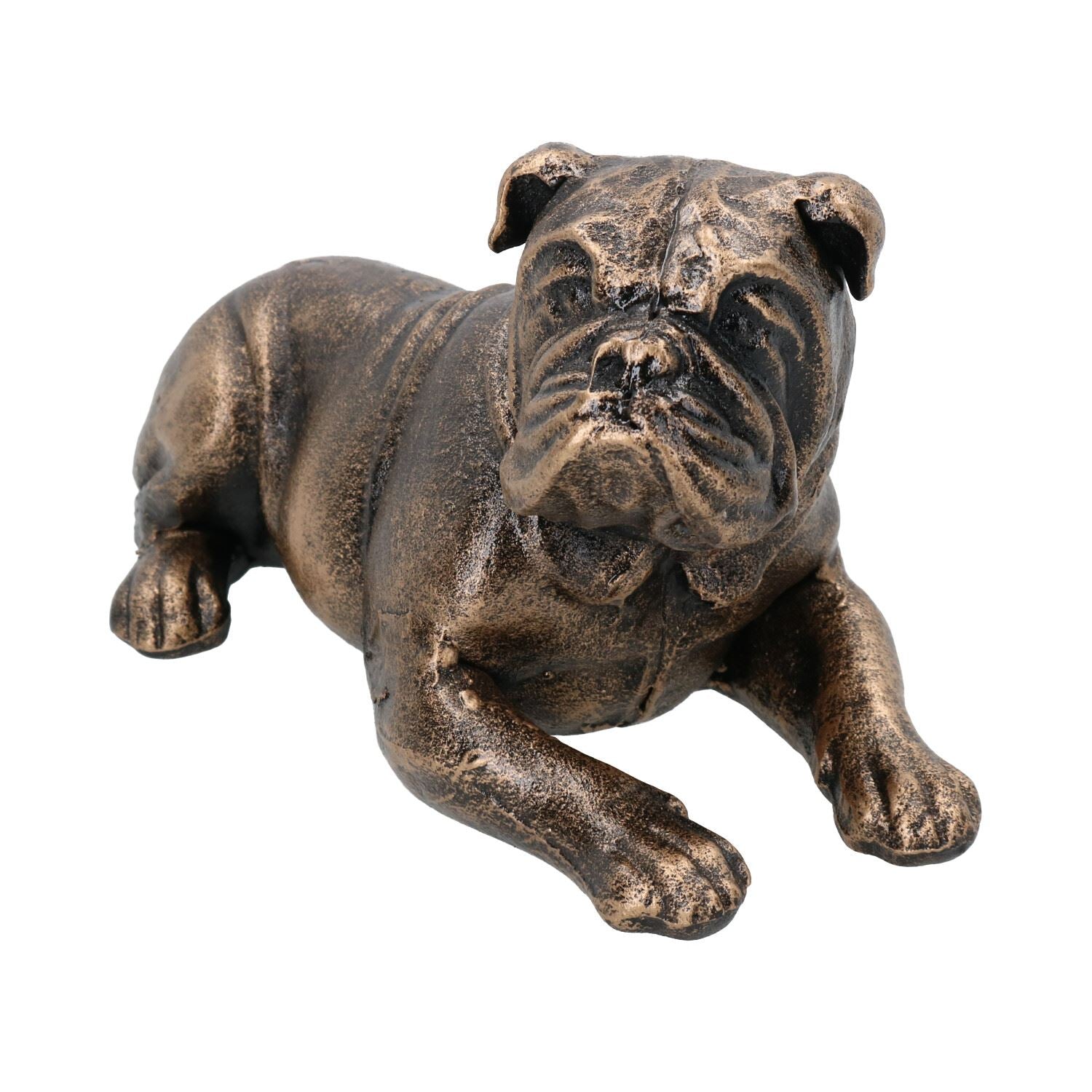 Liegender Pit Bull Terrier Hund Gusseisen Statue Figur Trophäe Ornament Skulptur Staffy