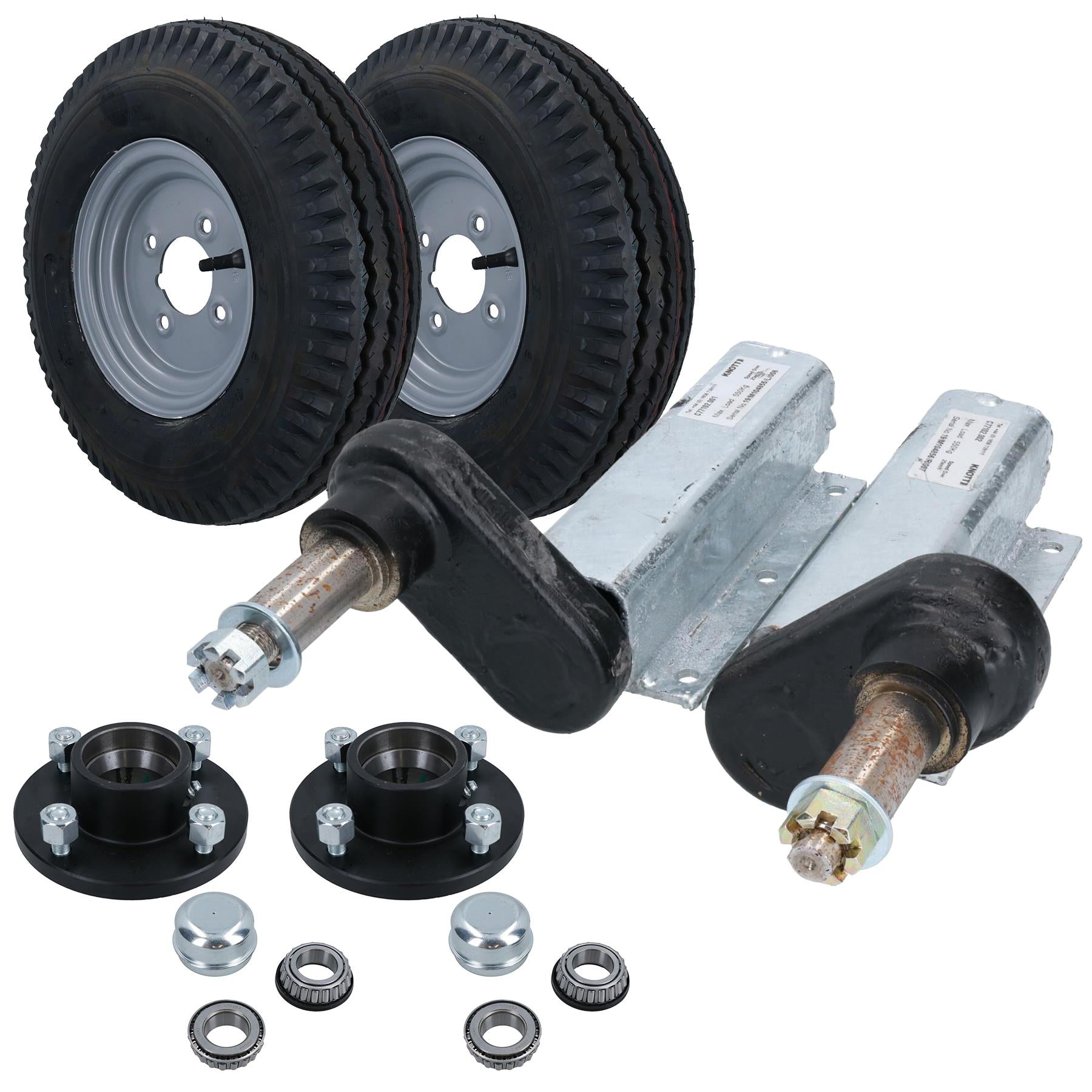 500kg Trailer Suspension Units Hub Bearing 4"PCD 4 Stud Wheel Tyre 400x8" 4PLY