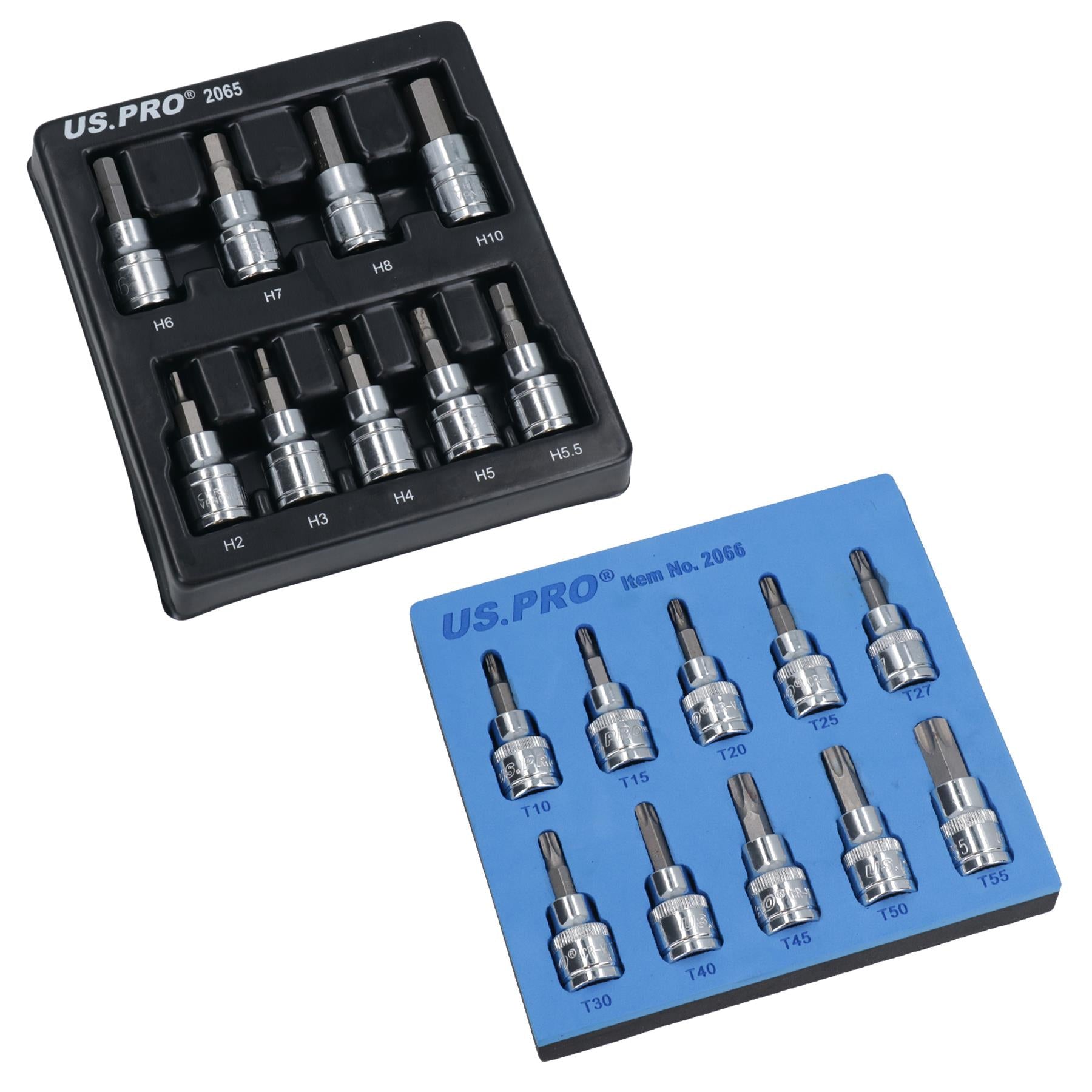 Hex Allen and Torx Star Key Bit Set 3/8" dr Socket H2 - H10 and T10 - T55