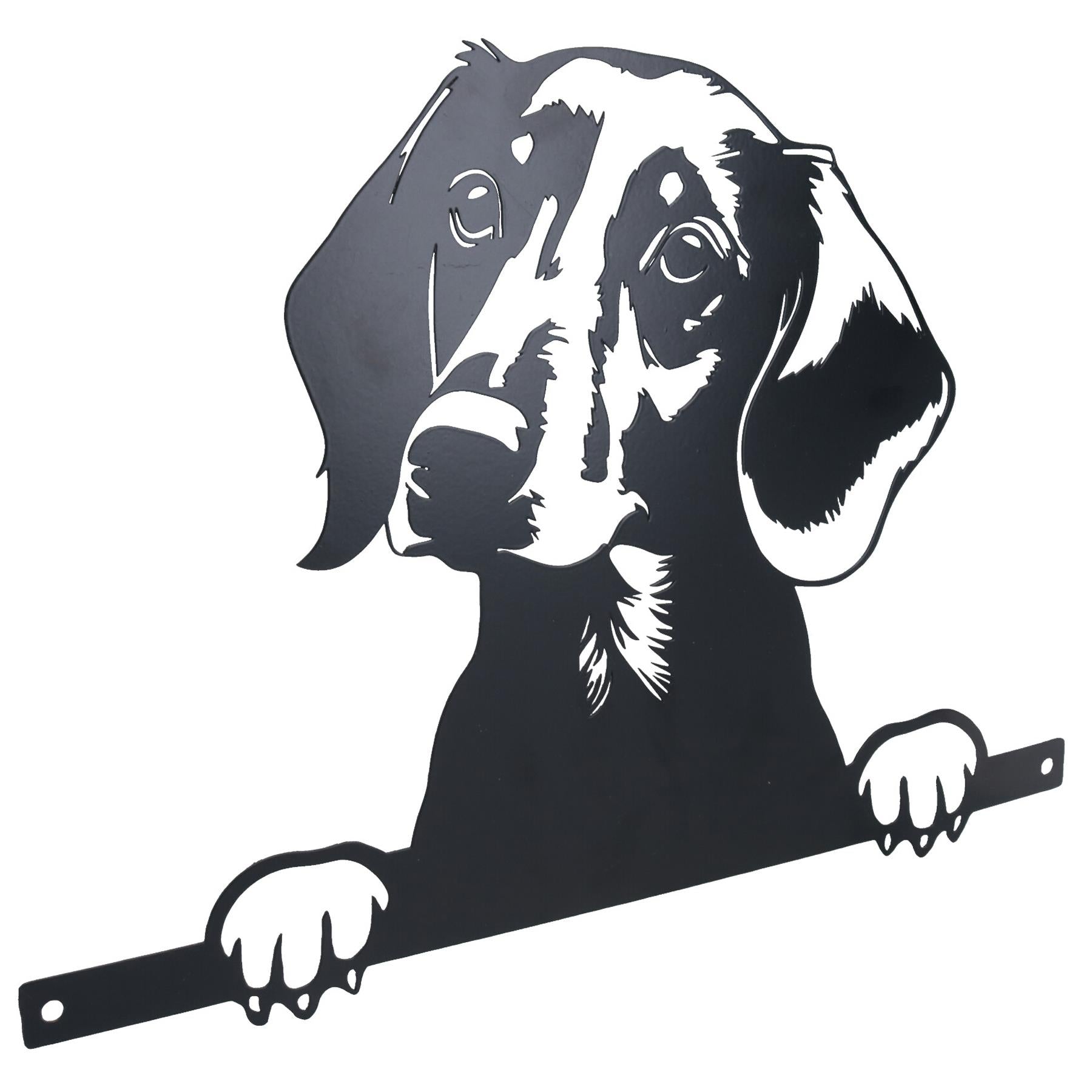 Black Metal Peeking Dachshund Silhouette with Fixing Plate Garden Ornament Gift