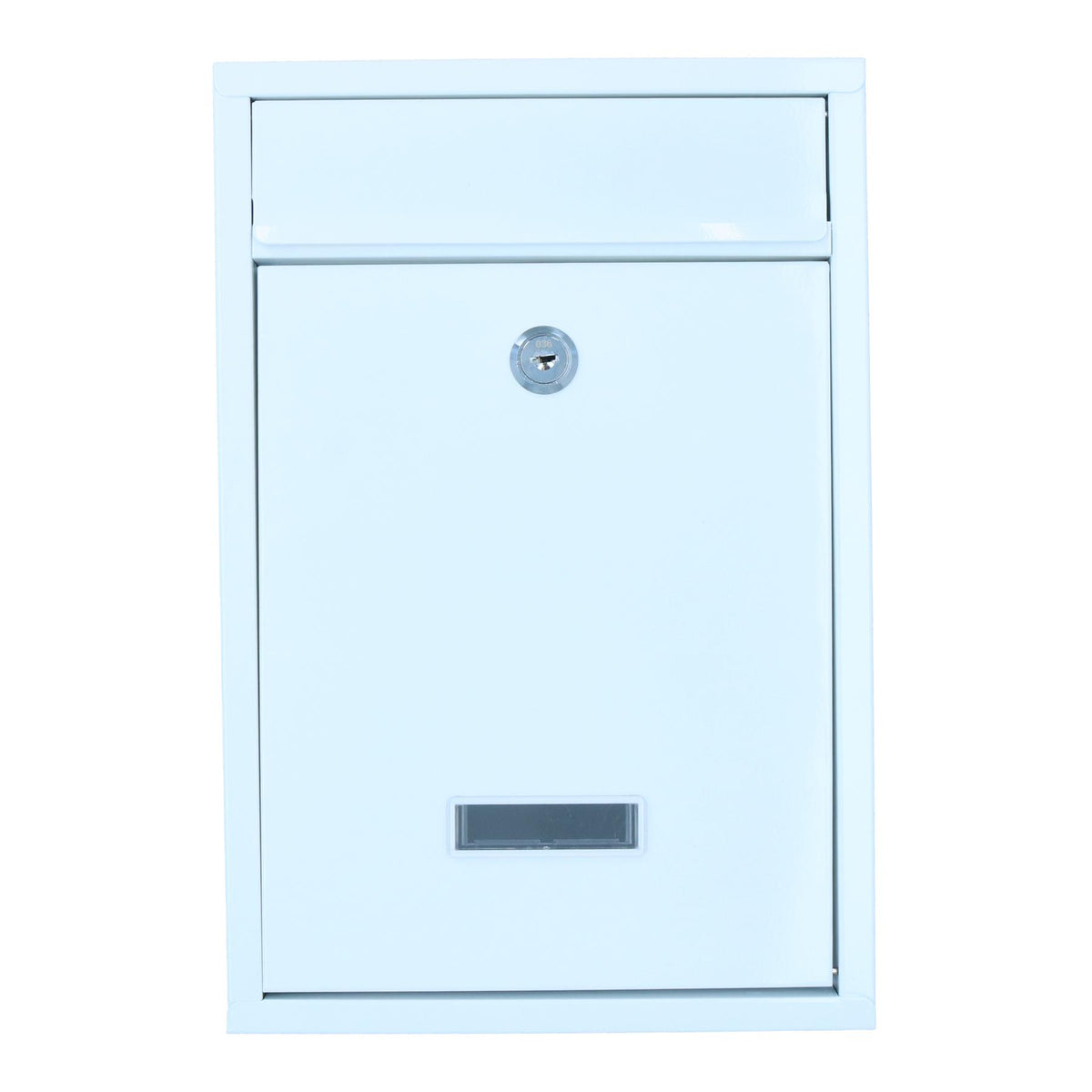 White Wall Mounted Lockable Metal Post Box Outdoor Letter Mail Box Keyed