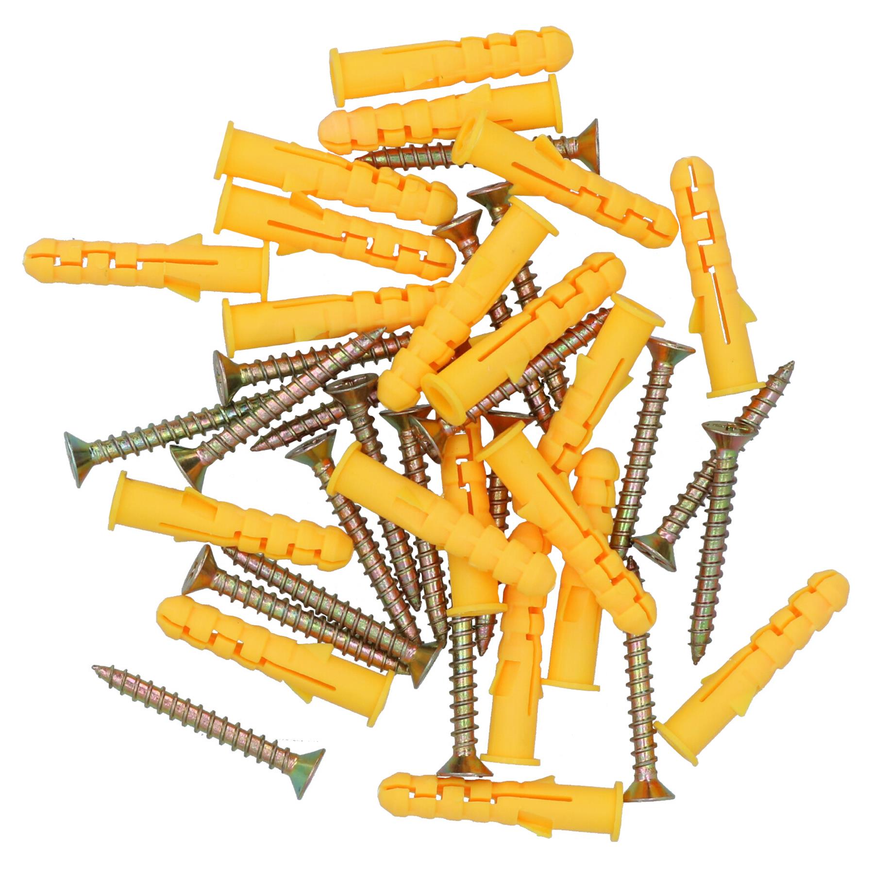 5mm x 40mm Countersunk Screws And Wall Raw Plugs For Wood Concrete Brick