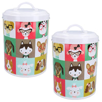 Pawtrait Dog Food Treat Storage Jar 2.5L Biscuit Barrel Dog Lover Gift Home 2PK