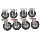 6" (150mm) Rubber Fixed and Swivel Castor Wheel Trolley Caster (8Pack) CST09_010