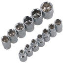 Kit de douilles peu profondes métriques MM 1/4" et accessoires 4 mm - 14 mm, ensemble de 15 pièces