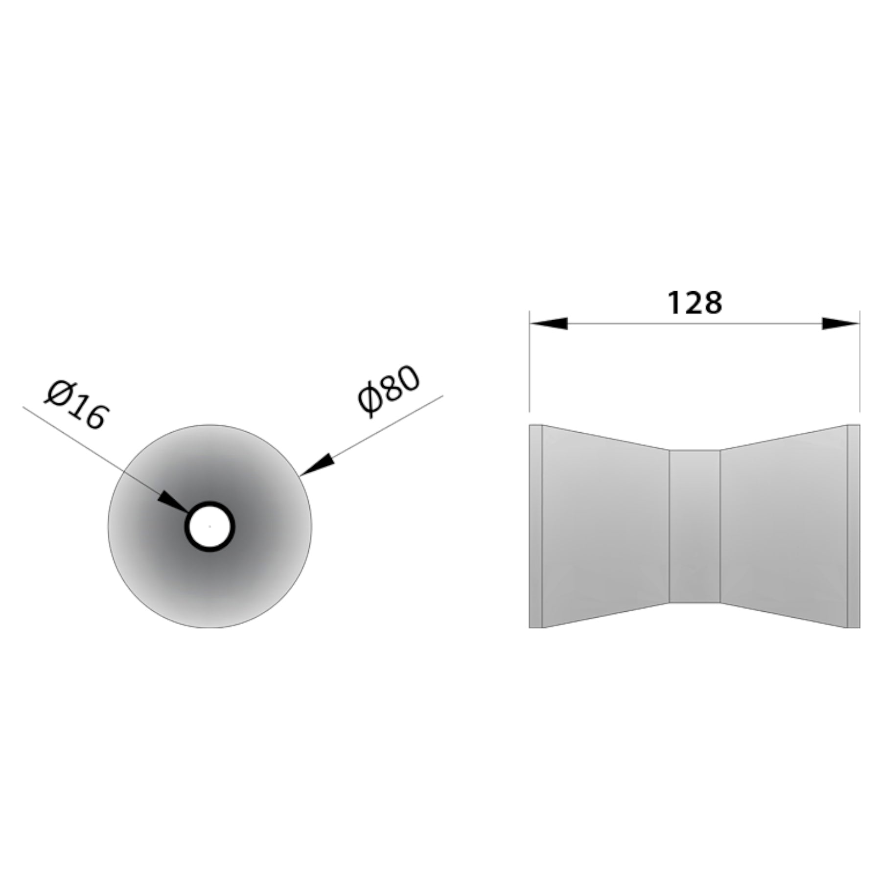 Boat / Jetski / Dinghy Trailer Keel V Rollers NON MARKING 16mm Bore