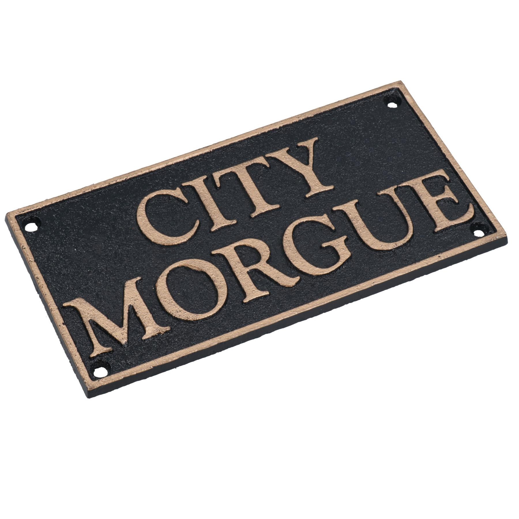 City Morgue Cast Iron Sign Plaque Door Wall House Gate Mortuary Funeral Home