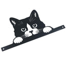 Black Metal Peeking Cat Silhouette with Fixing Plate Garden Ornament Gift