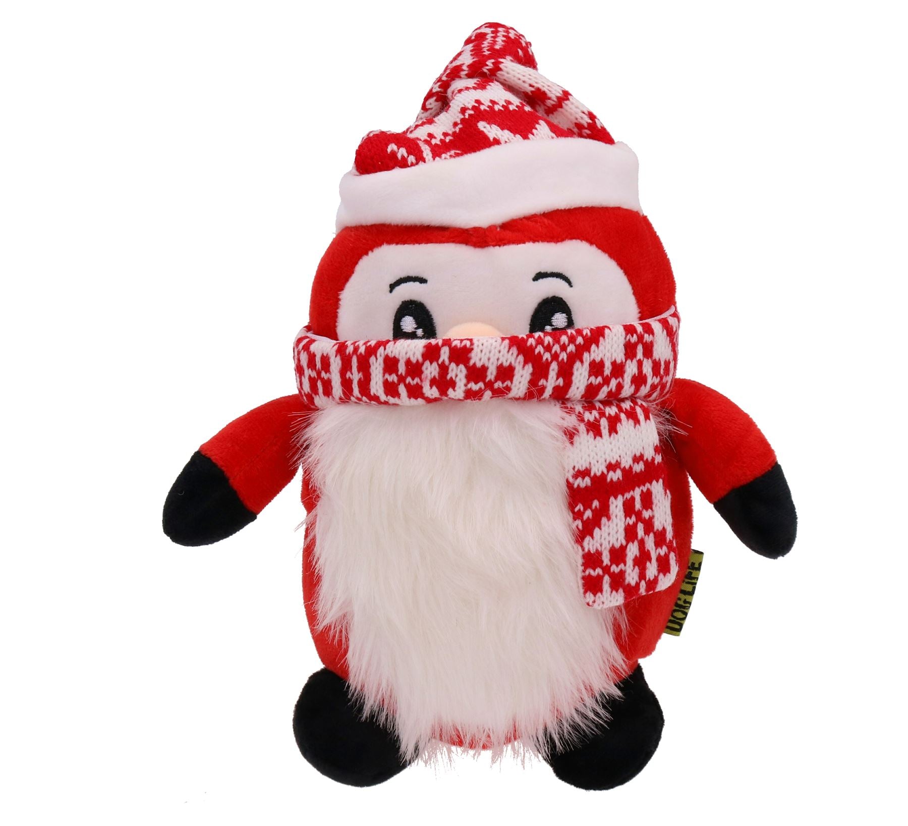 Cadeau de Noël pour chien Peluche réconfortante et couinante Pingouin rouge pour chien 12x23cm