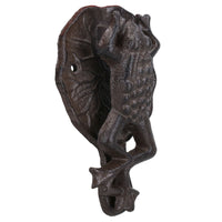 Frog on Lily Pad Door Knocker Bell Ringer Cast Iron Garden Shed House Toad